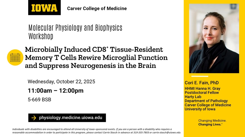 Molecular Physiology and Biophysics Workshop, Cori E. Fain, PhD promotional image